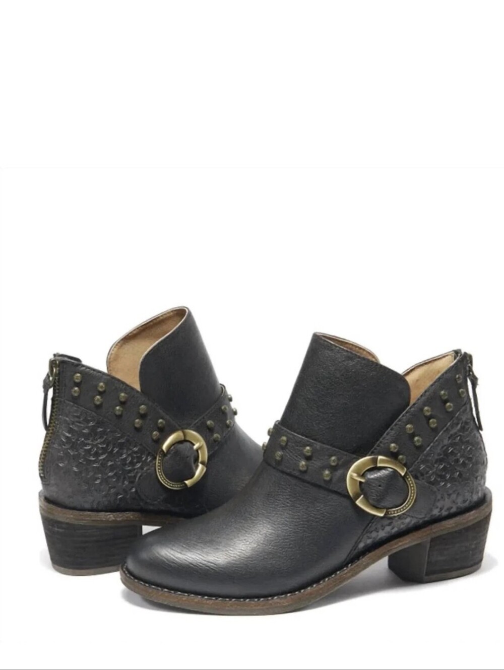 Halsa Buckle Studded Charcoal Boots Size 7.5W